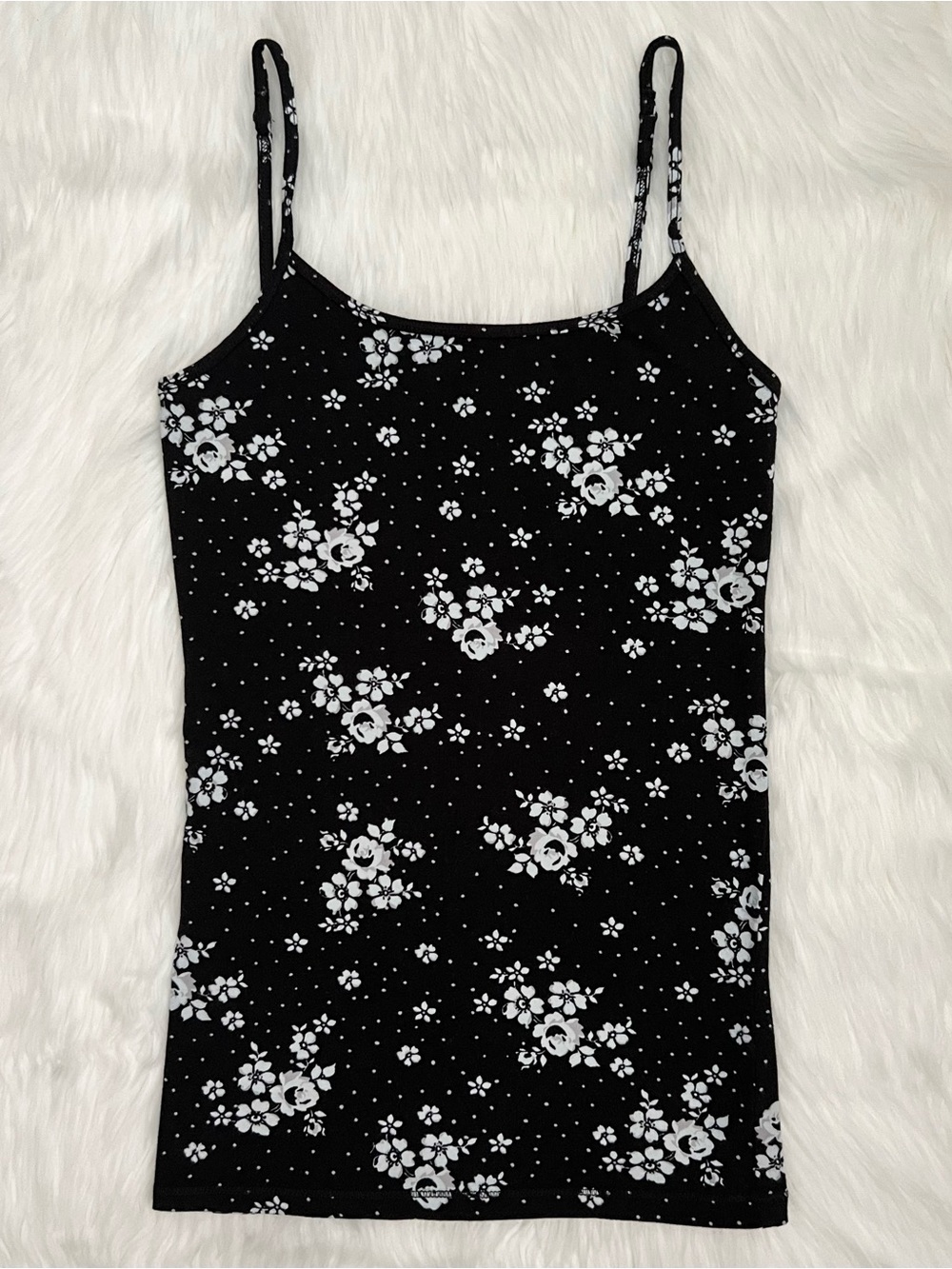 Aeropostale Black & White Floral Cami Tank Top